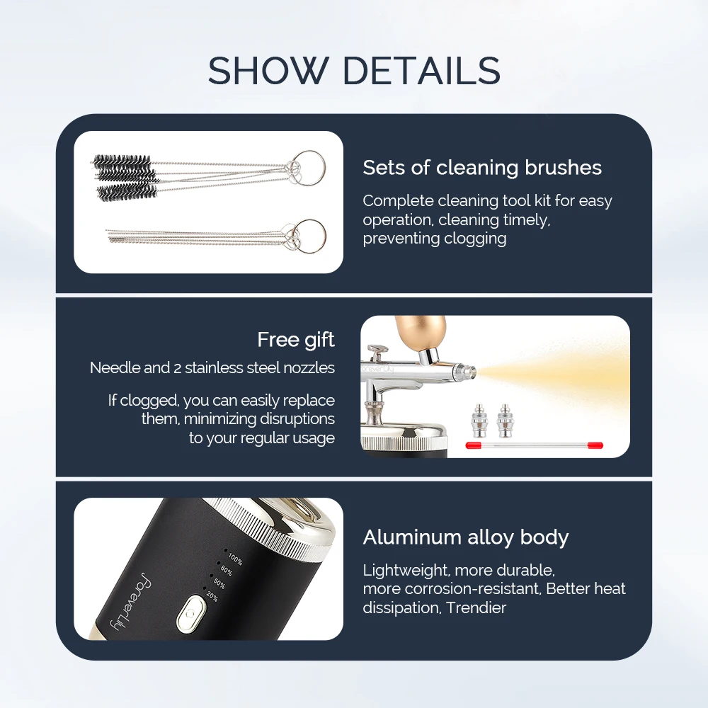 3 Levels Pressure Airbrush For Nail Art Paint Makeup Tattoo Cake Painting Spray Gun Face Hydration Sprayer 5