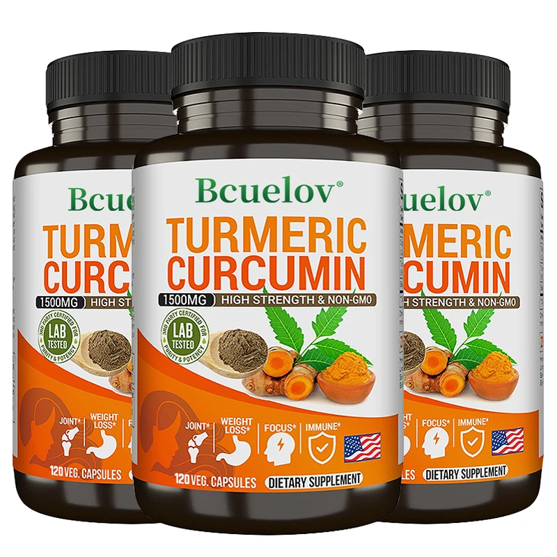 Turmeric Vegetarian Capsules-1500mg-Fast Absorption Black Pepper, Joints Heart Immune, Musculoskeletal