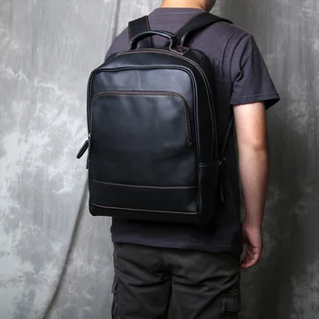 JLFGPJ Men's Genuine Leather Backpack With Cowhide Top Layer Large Capacity Multiple Pockets Casual And Versatile Computer Bag 1