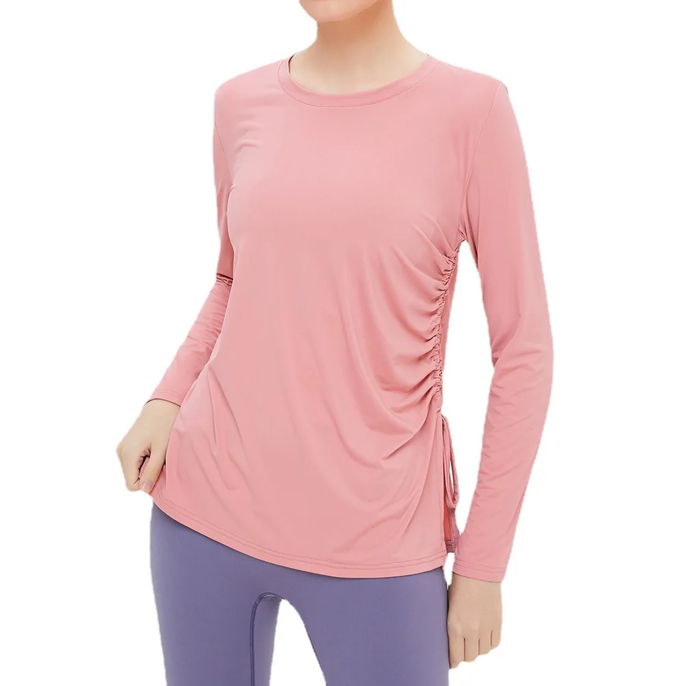 

New round neck loose long-sleeved sports top slimming running fitness clothes