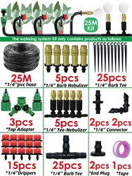 Automatic Watering System Kit for Gardens - Micro Drip Irrigation & Cooling Mist Spray (25M - Watering Kit)