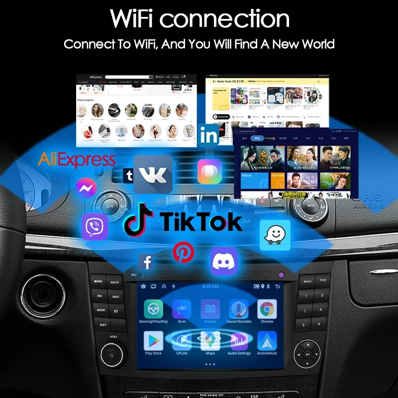 2din 7 Android 13 Car Radio For Mercedes Benz E-class W211 E200 E220 E300 E350 E240 E270 E280 W219 Carplay Stereo GPS 4G car radio