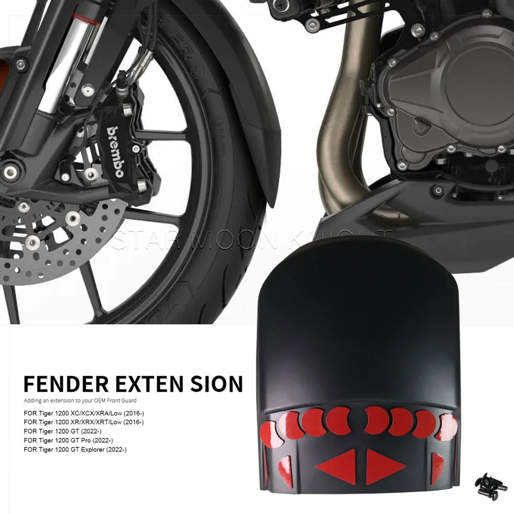 

Motorcycle Front Fender Mudguard Extender Extension For Tiger 1200 GT Pro Explorer 2022- Tiger1200 XC XR XCX XRX XRA XRT Low 16-