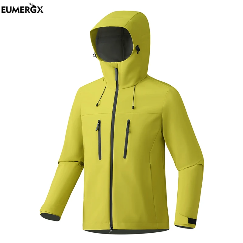 EUMERGX Unisex Waterproof Windbreaker Jacket Single-Layer Raincoat For Hiking Camping Certified Moderate Rain Protection