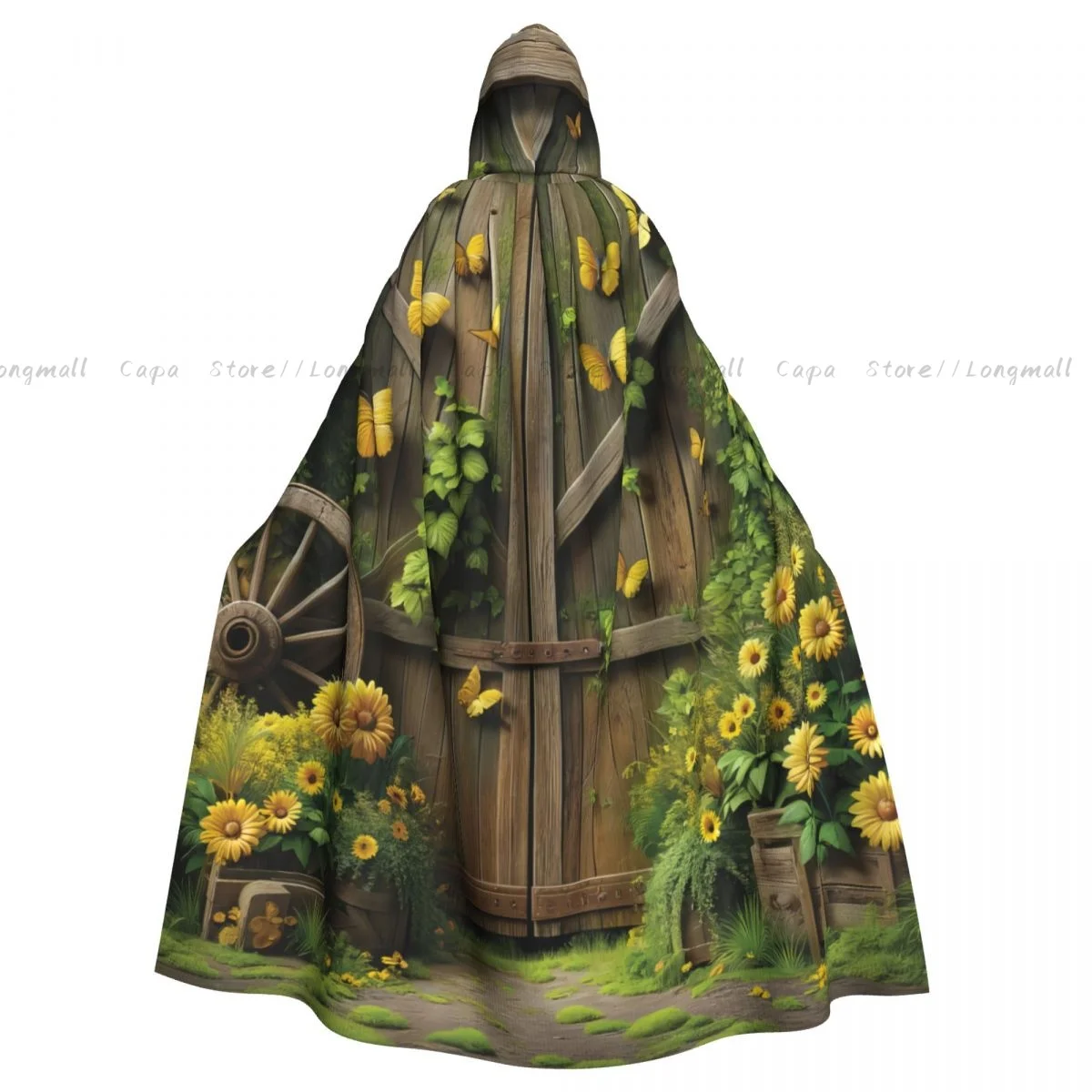 

Witch Cloak Rustic Sunflower Butterfly Halloween Cosplay Costume Unisex Adult Cloak Retro Ages Cape