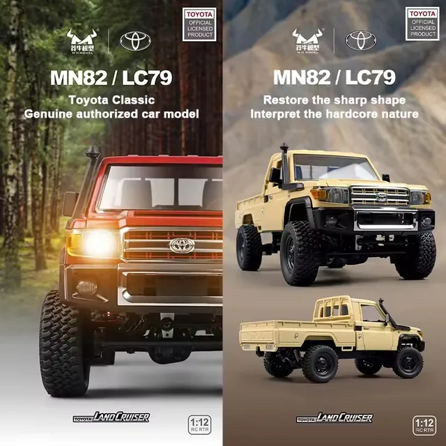 MN82 1:12 Retro Rc Car With LED Lights Full-scale Simulation LC79 Professional 4WD Remote Control Pickup RC Truck Model Toys 5