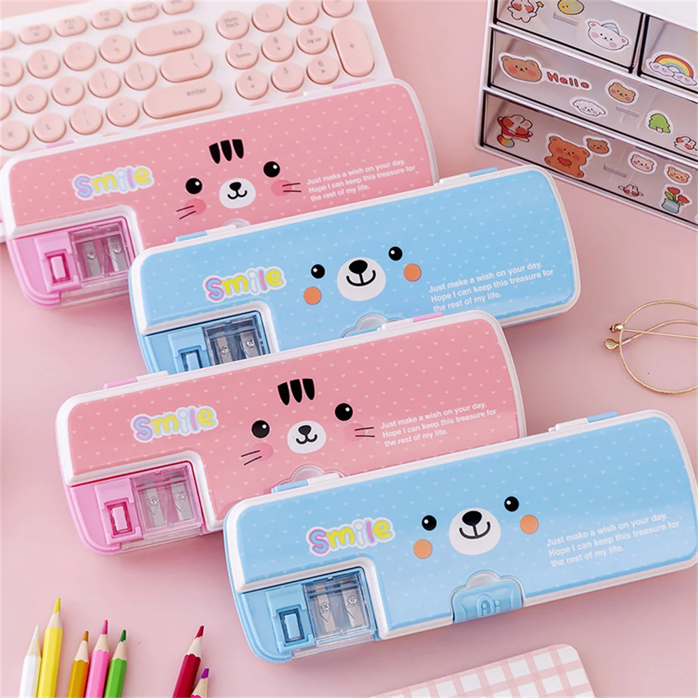 1pc Creative Tiny Train Double-layer Pencil Case With Pencil Sharpener  Cartoon Toy Pencil Box For Student Kids Stationery Boxes - Pencil Cases -  AliExpress