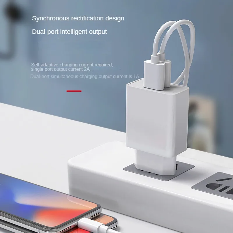 Universal Dual USB Travel Charger Adapter - EU Plug, 5V 2A