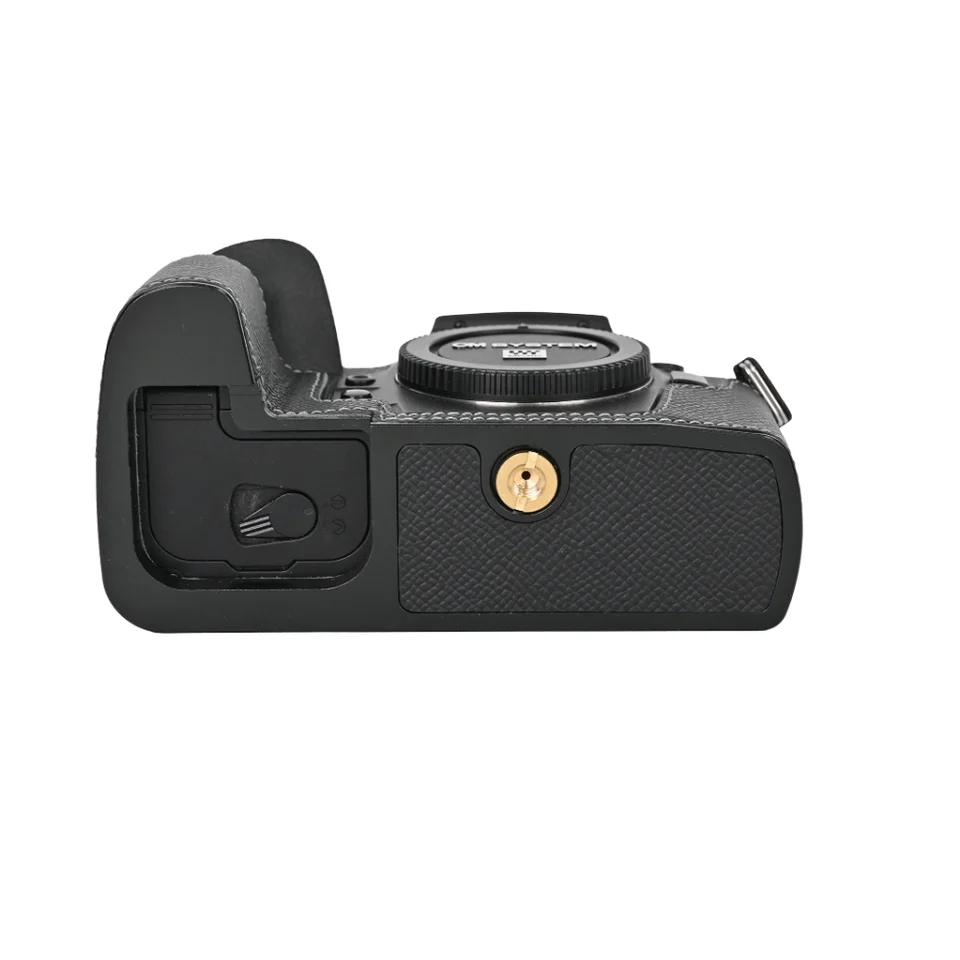 本革ハーフカメラケース,手作り,合金ベースプレート,底部開口部