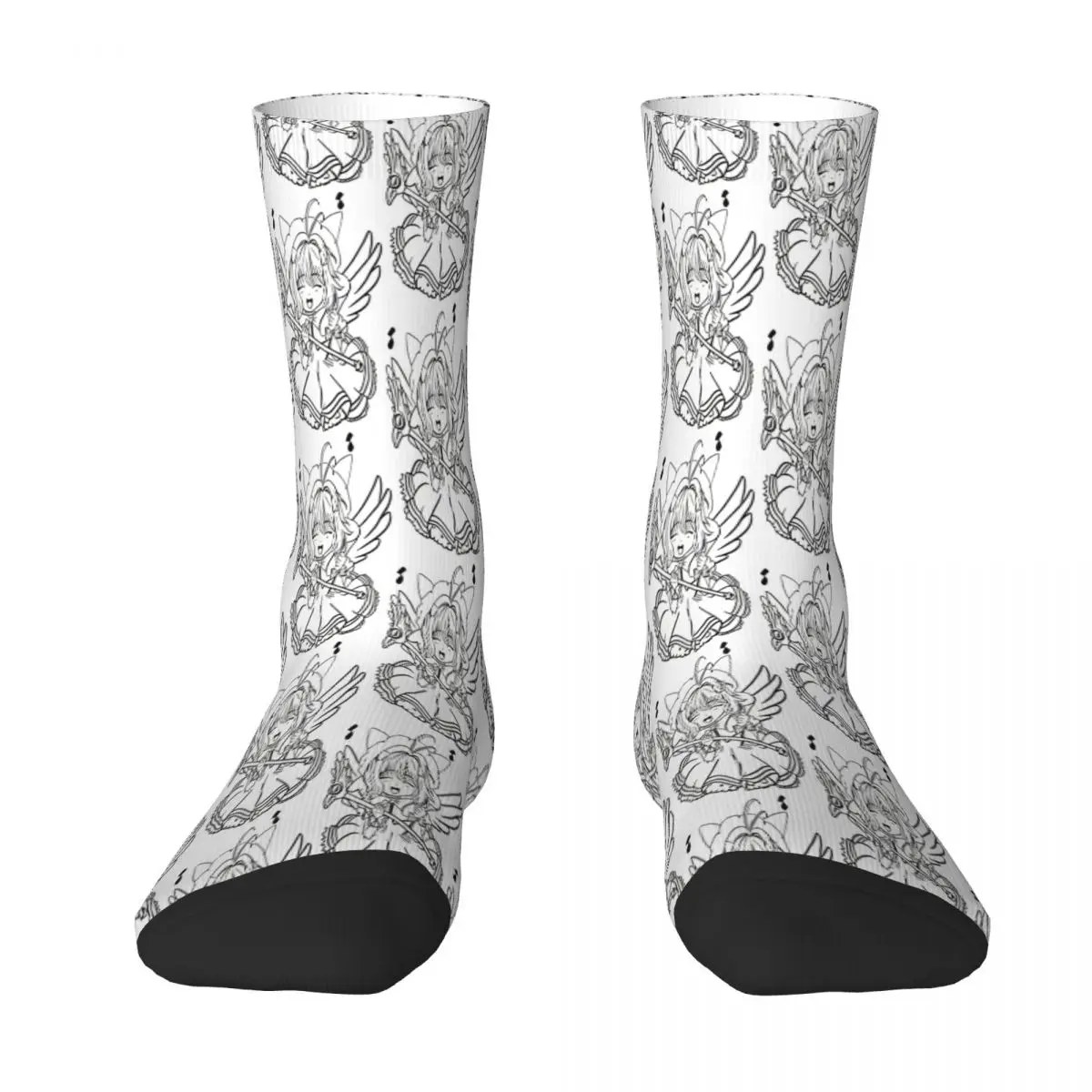 

White Card Captor SAKURA Anime CardCaptor Sock Socks Men Women Polyester Stockings Customizable Hip Hop