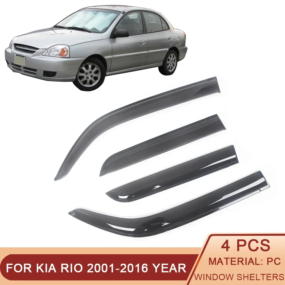

For Kia RIO 2001-2016 Car Side Window Visor Sun Rain Guard Shade Shield Shelter Protector Cover Trim Frame Sticker Accessories
