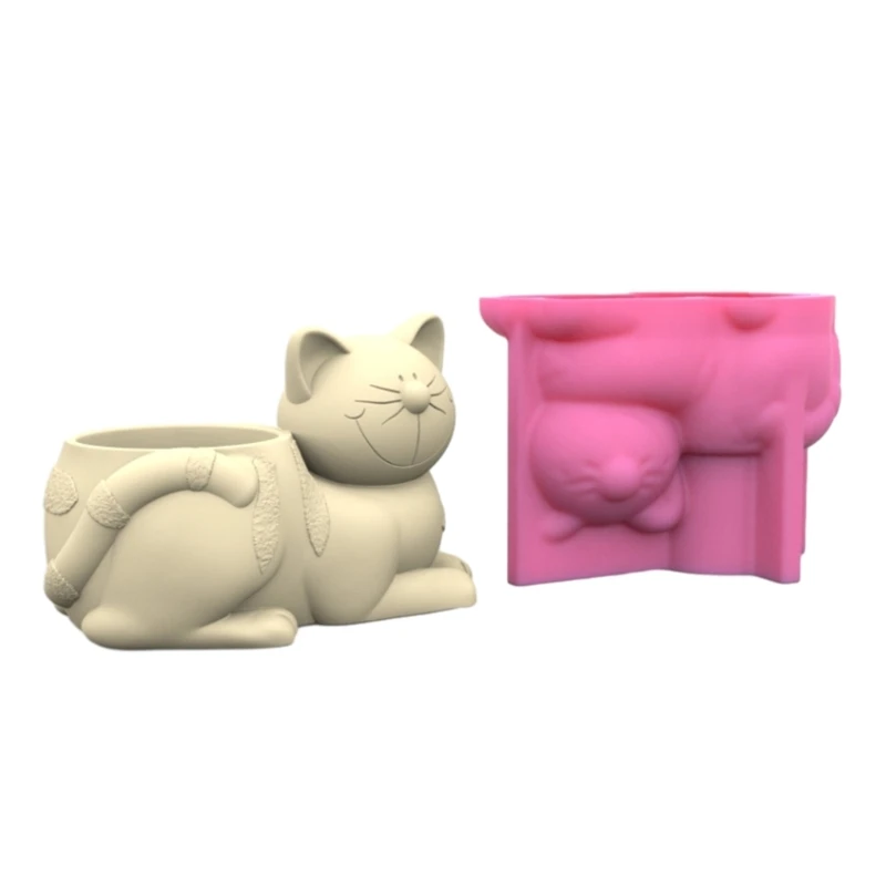 

Cute Cat Pen Holder Flower Pot Silicone Molds Epoxy Resin Mold DIY Succulent Planter Mold for DIY Resin Vase Decors