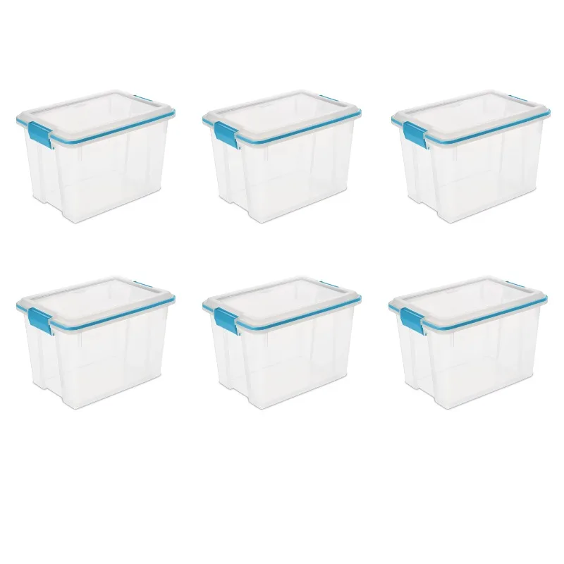 Sterilite 20 Quart Gasket Box with Clear Base and Lid (6 Pack)