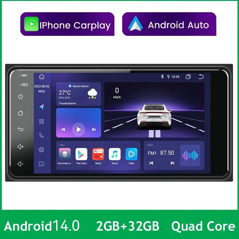 

Автомобильный радиоприемник Android 14, стерео, Apple Carplay, GPS навигация, для Toyota Corolla Camry Vios Crown Hiace Previa RAV4