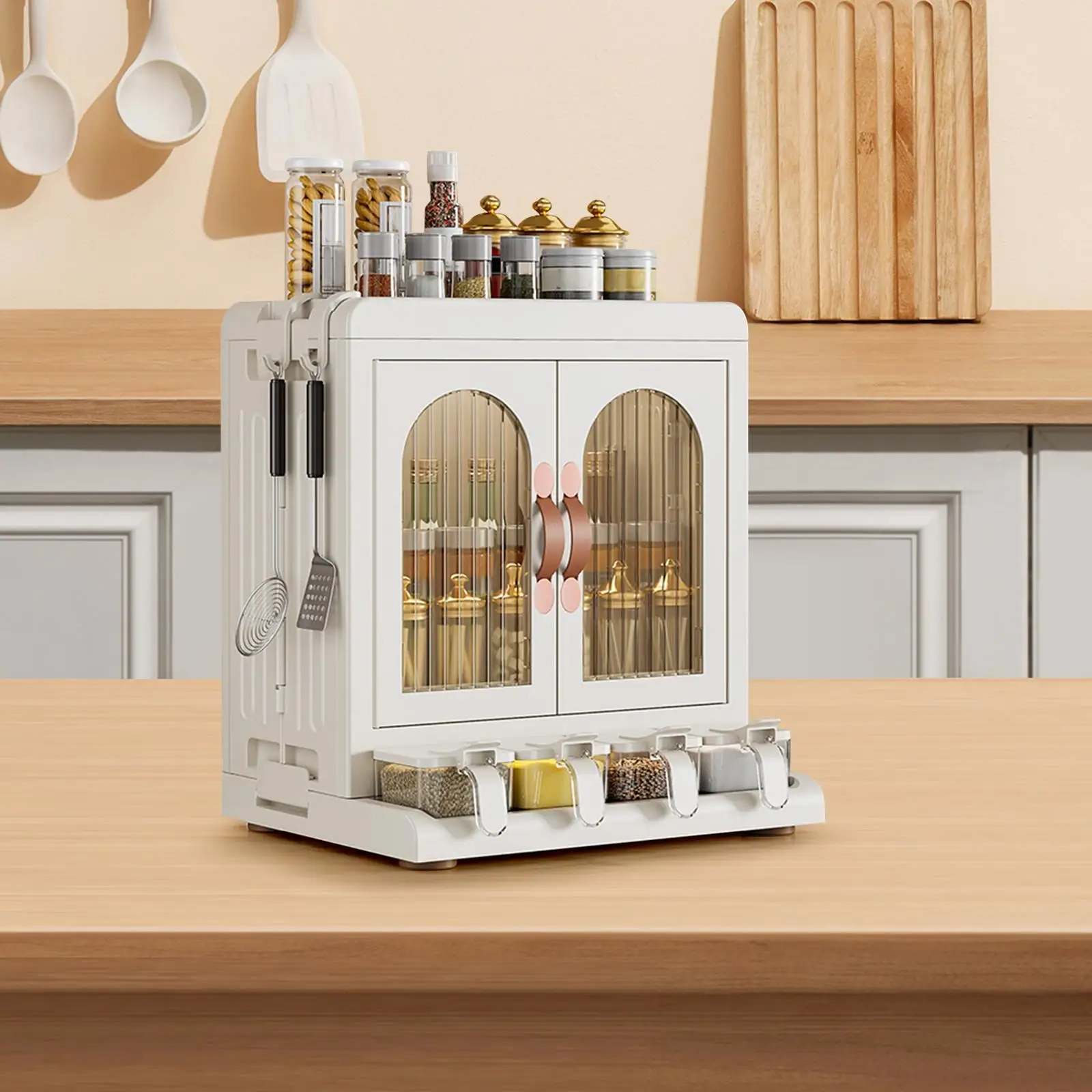 

Стеллаж для хранения специй, легко чистить, с приправой, портативный шкаф для буфета, Рабочая поверхность для дома