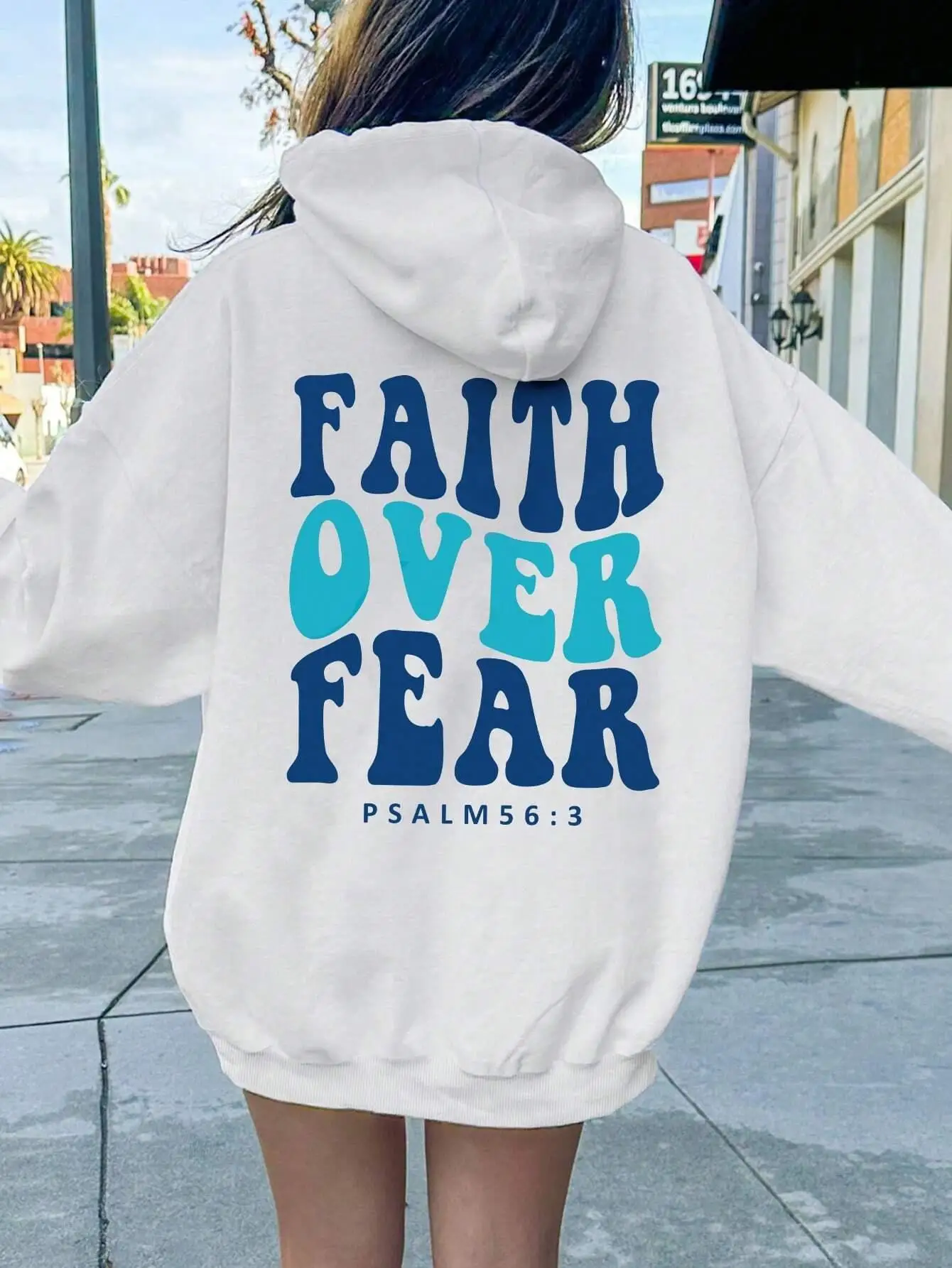 Faith over Fear Psalm 여성 후드 패션, 오버사이즈 후드, 캐주얼 플..