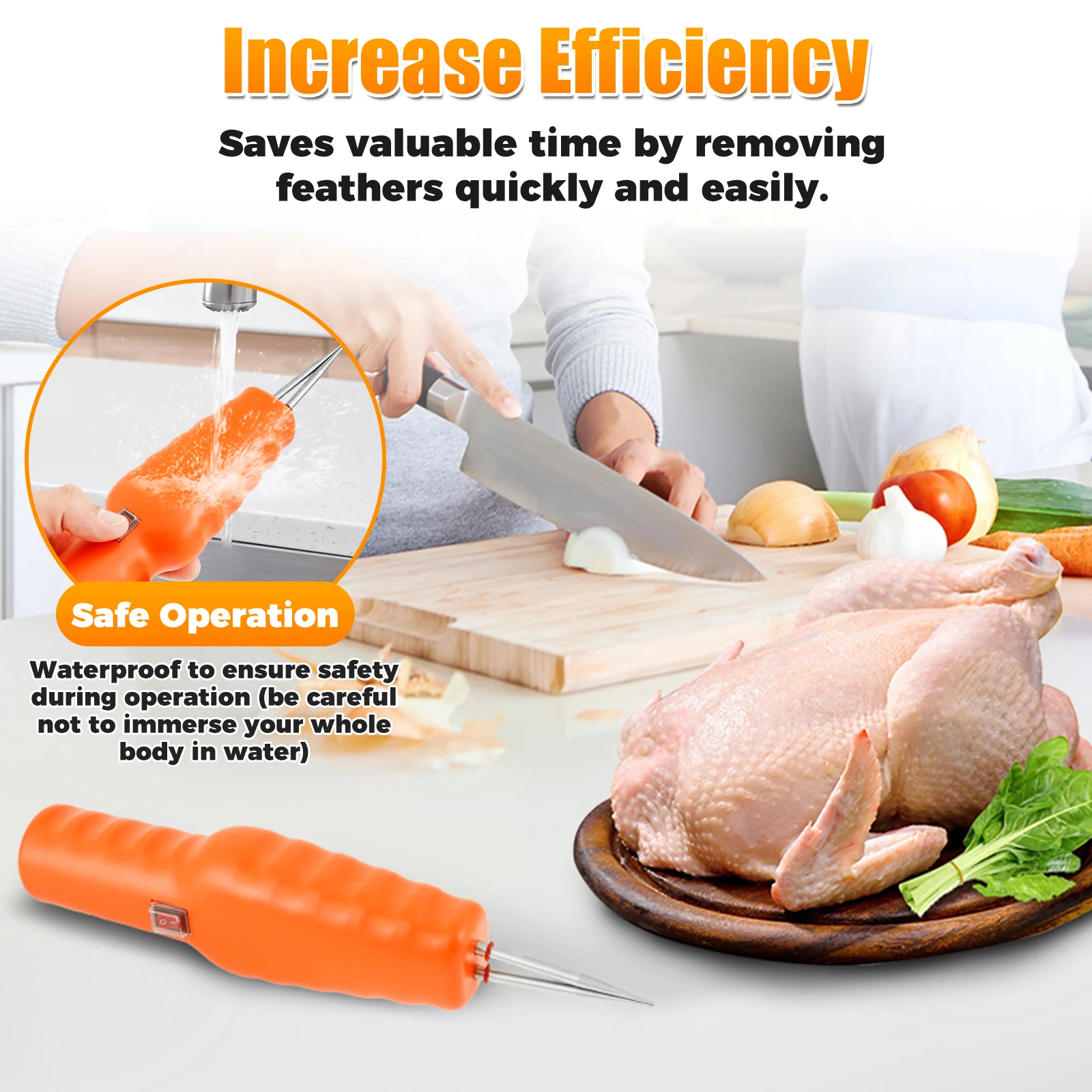 Electric Poultry Plucker Handheld Electric Hair Removal Tool With Tapered Head Waterproof Feather Plucking Machine for Chicken