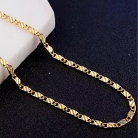 Fashion 18k Gold Necklace 2MM 16/18/20/22/24/26/28/30 Inch Side Chain Necklace For Women Men Jewelry 925 Silver Necklace 3