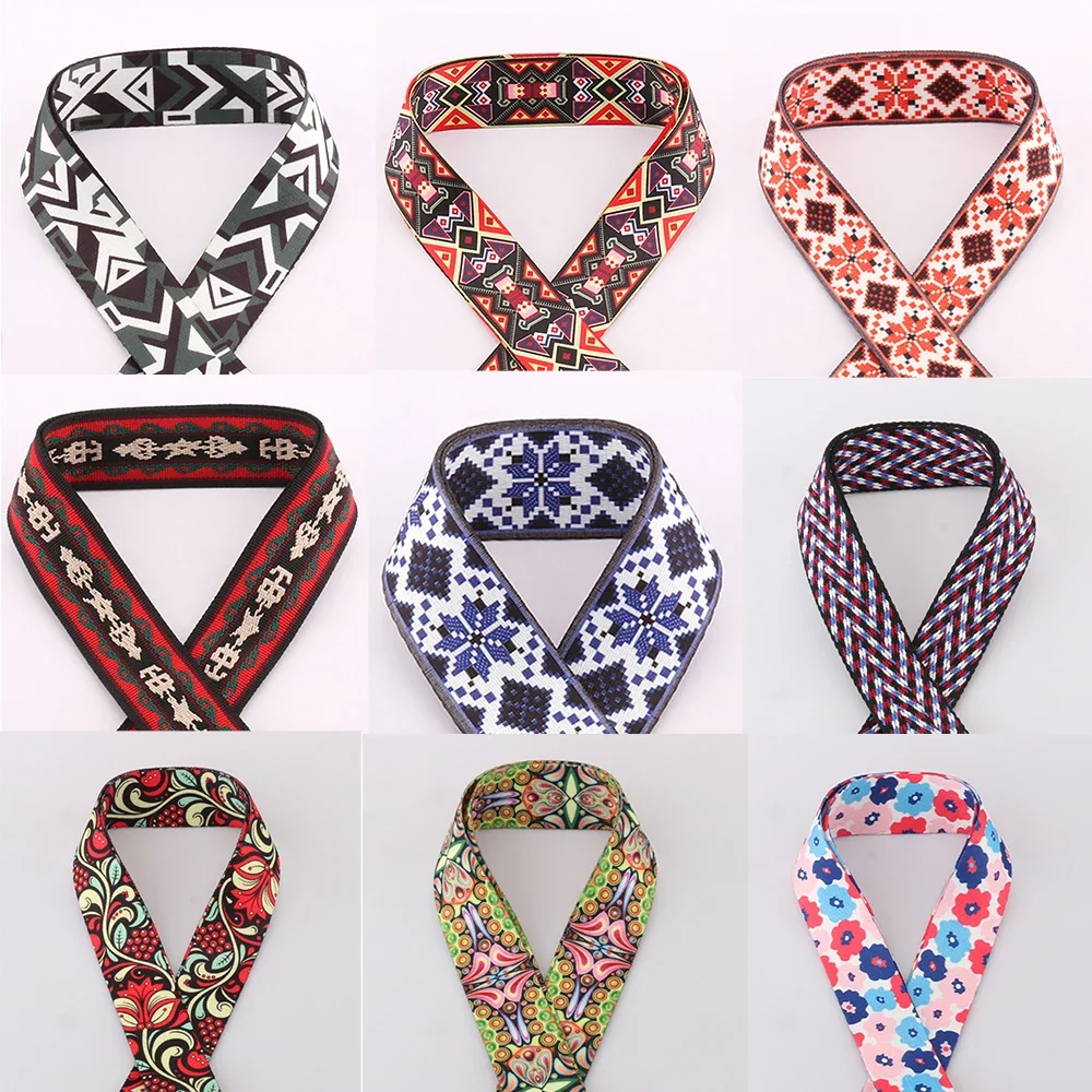 1/2/5 Yards 38mm Ribbon Bag Retro Wear Resistant Multicolored Jacquard Weaving Process Decoration Handbag Strap Printed Webbing