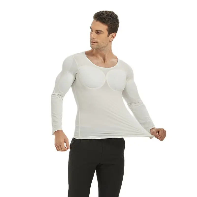 Sponge Man Cosplay Fake Muscle T-Shirt Arm Chest Belly Muscle Shaper Invisible Abdominal Pad Corset Top Undershirts Simulation