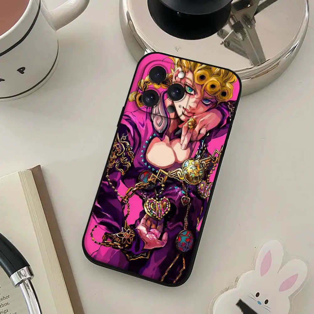 Anime-Inspired Soft Black Phone Case - JoJo's Bizarre Adventure Design