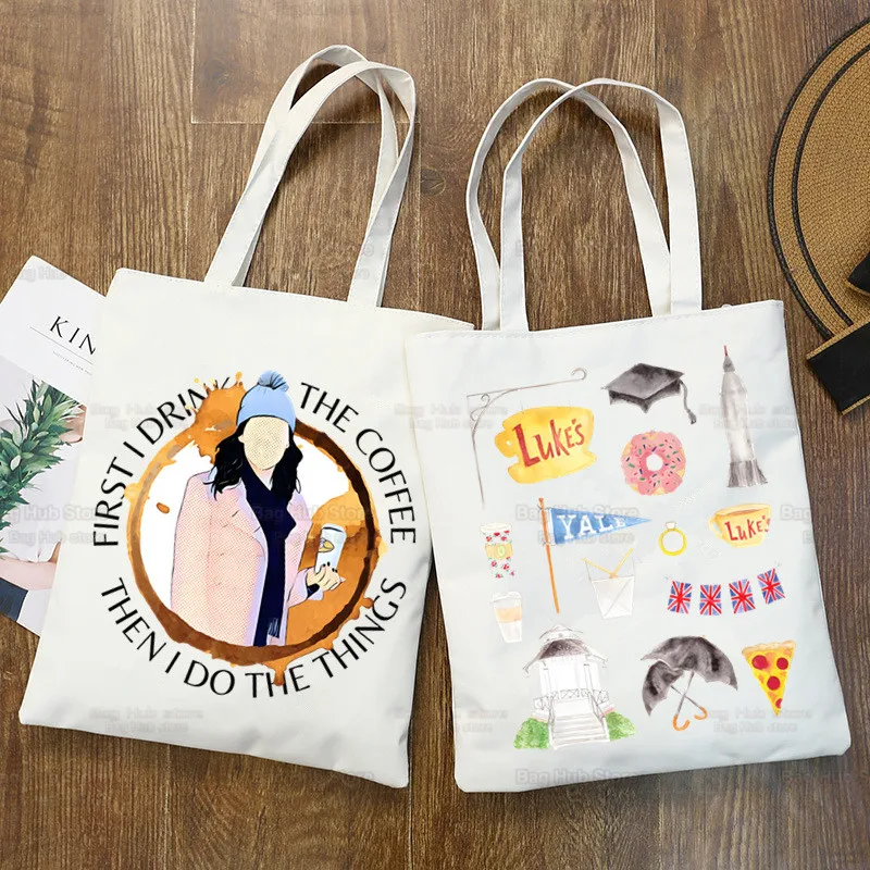 Gilmore-Bolso de lona con estampado Simple para niña, bolsa de compras con diseño de Luke\'s Diner, café, informal, Pacakge