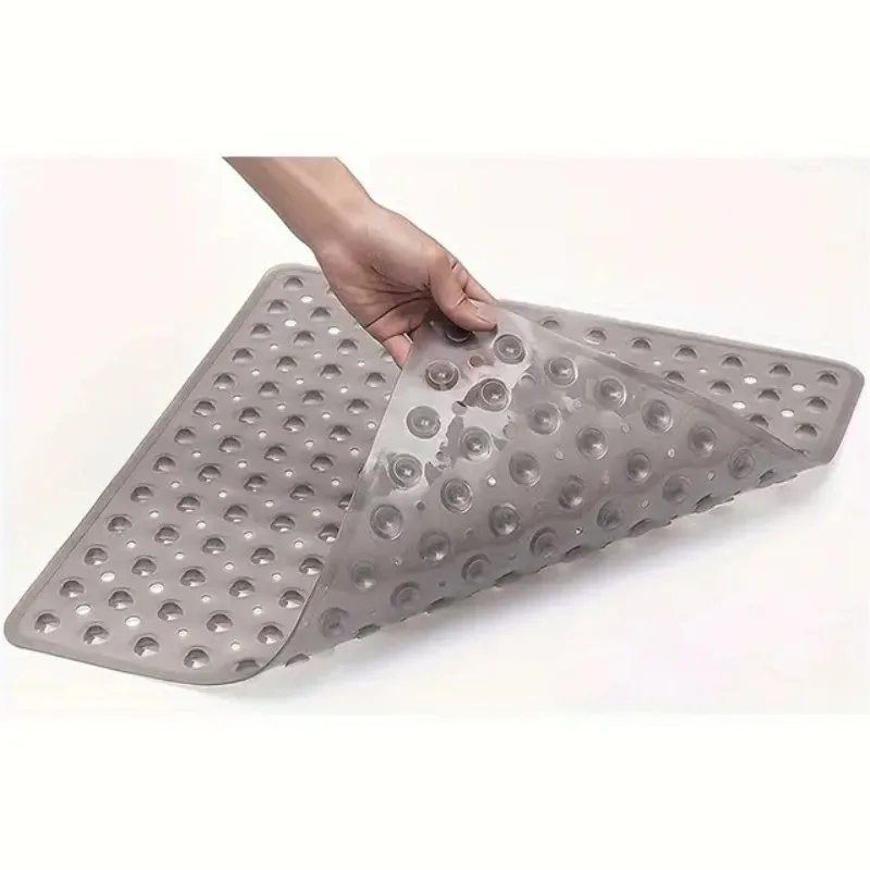 Square Non-Slip Shower Mat - 21x21 Inch Secure Grip Bathroom Floor Mat - Clear