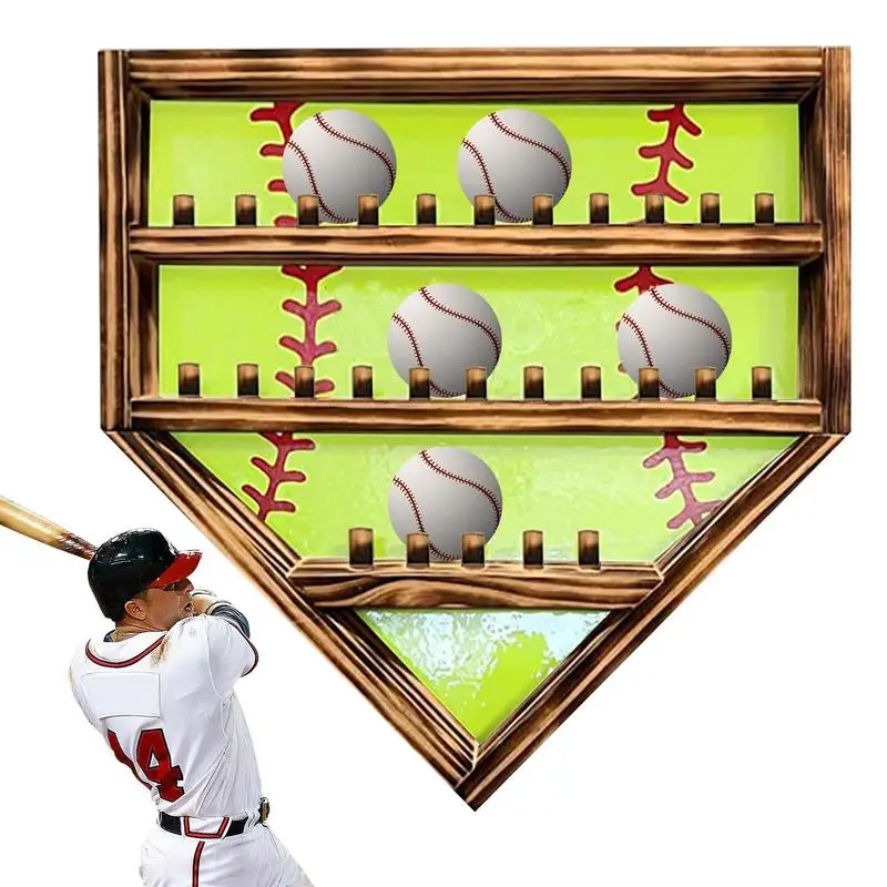 

Sports Ball Display Rack Large Capacity Organizer For Softball Support Rustic Style Baseball Display Tray Small Ball Storage
