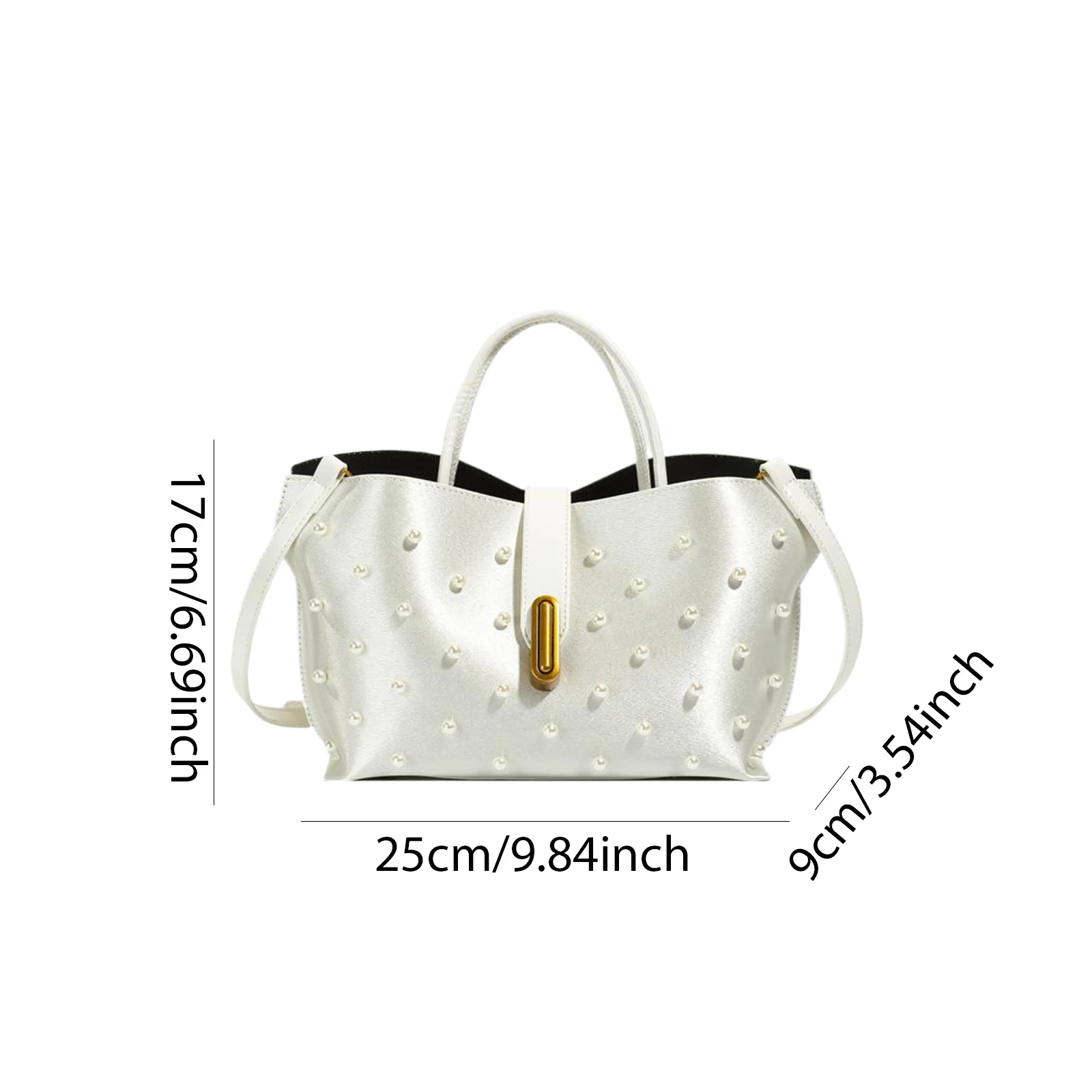 Motorcycle Crossbody Bag with Adjustable Shoulder Strap Commuter Handbag Rivet Bucket Handbag for Women