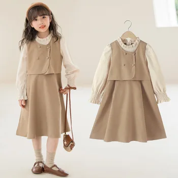 십대 소녀 원피스 드레스, 유아 소녀 긴 소매 드레스, 한국 아동복, 2023 여름