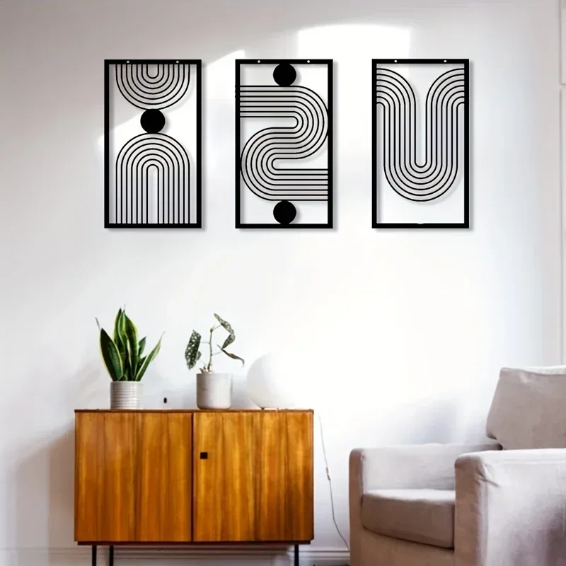 3pcs Iron Abstract Geometric Wall Art - Image 3