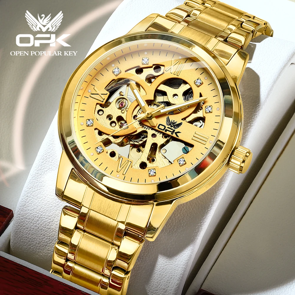 Automatic Mechanical Men's Skeleton Stainless Steel Luminous Waterproof Watch