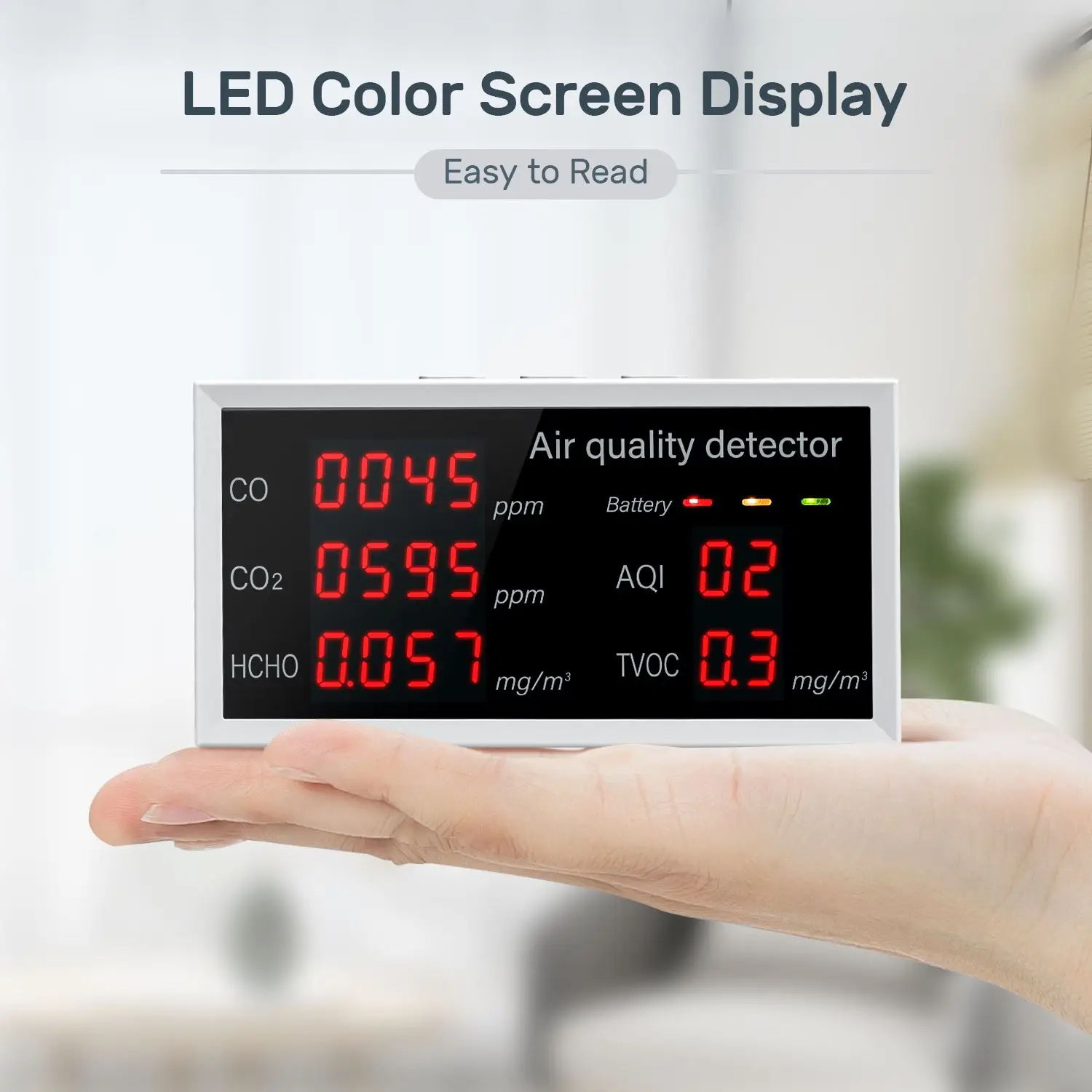 5-In-1  ǰ    ǰ   ׽ CO/CO2/HCHO/AQI/TVOC LED ȭ ǽð ͸