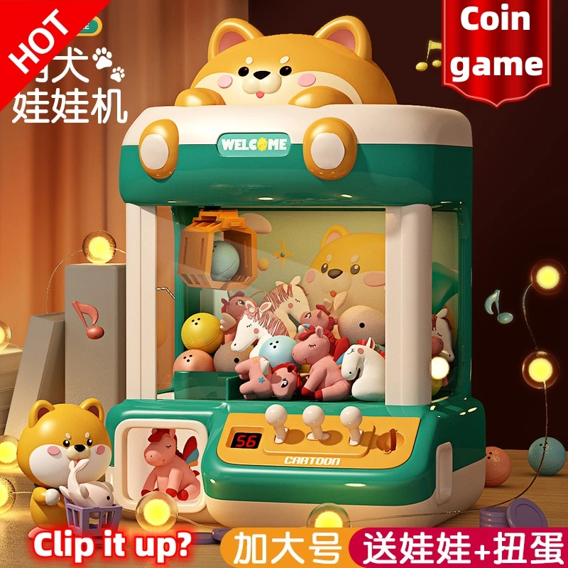 Automatic Doll Machine Toy for Kids Cartoon Coin Operated Play Game Claw Crane Machines with Light Music Kids gifts Toys