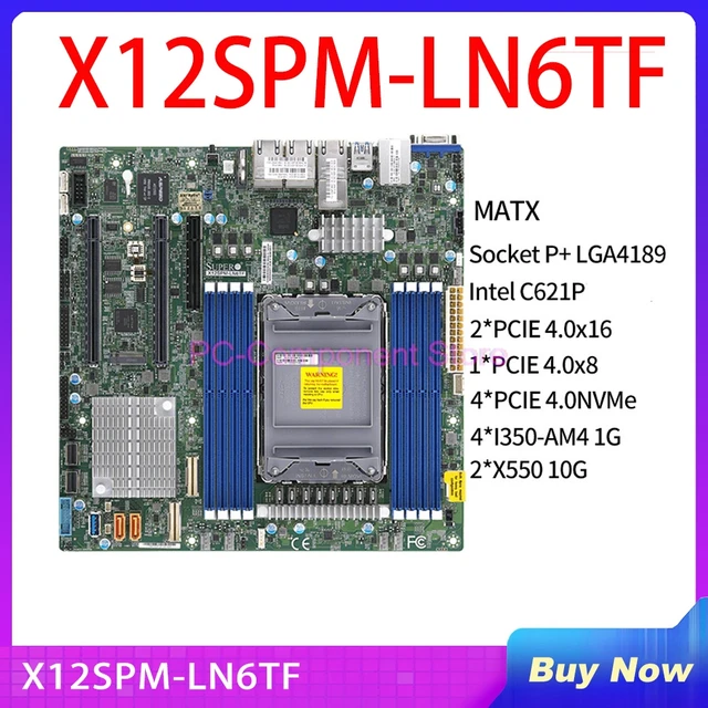 Серверная материнская плата для Supermicro LGA-4189/2*10 ГБ DDR4-3200 МГц M-ATX C621P 12 В постоянного тока X12SPM-LN6TF 1