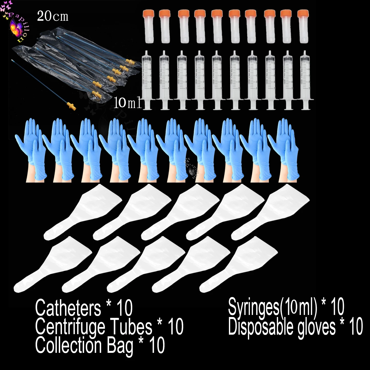 10 Set Canine Sperm Injection Semen Deposition Artificial Insemination Kit Pet Supplies Dog Vas Deferens Pipe Catheter