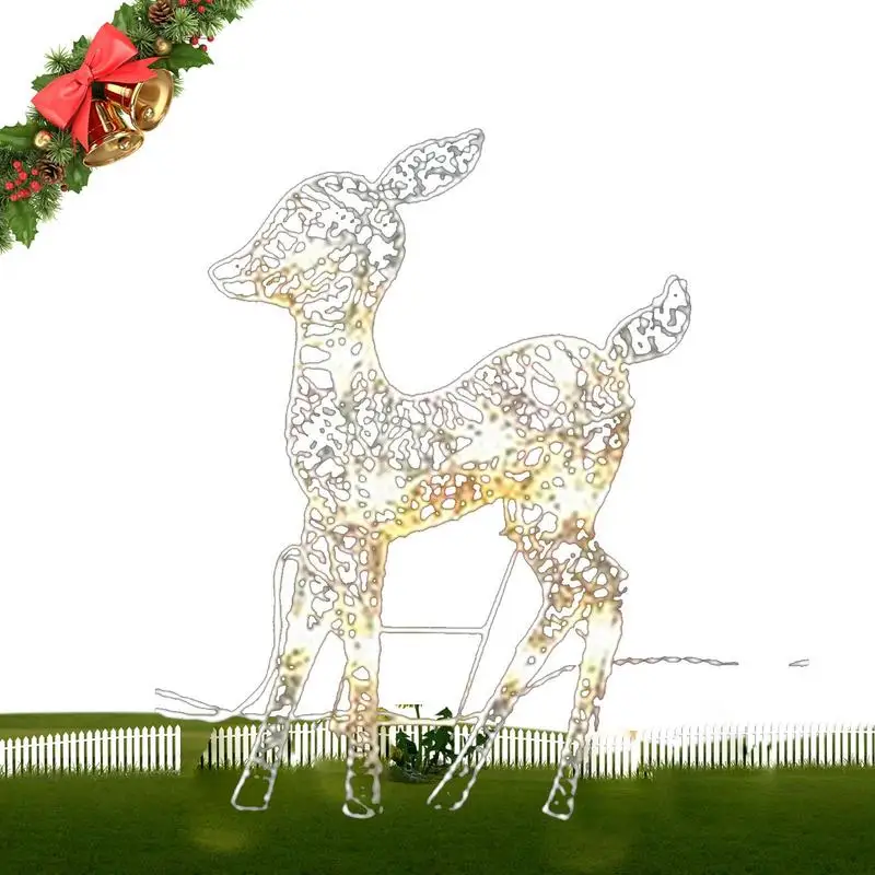 

Reindeer Christmas Decoration Reindeer Family Lighted Deer Christmas Decor With Led Lights White Elk Garden Lights Dreamy