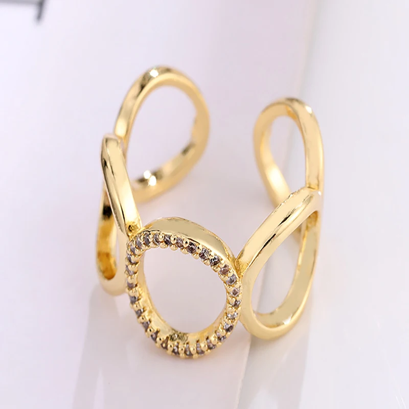 Line structure micro inlaid zircon fashionable women's ring