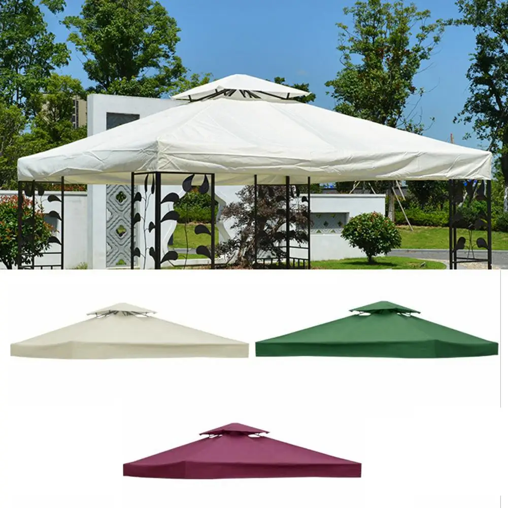 3x3m 300D Polyester Cloth Outdoor Replacement Canopy Top Double Tier Gazebo Roof Cover Garden BBQ Gazebo Top Replacement Cover