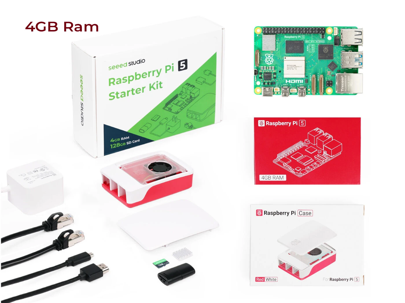 Raspberry Pi 5 16GB 8GB 4GB Starter Kit Seeed Studio, Official