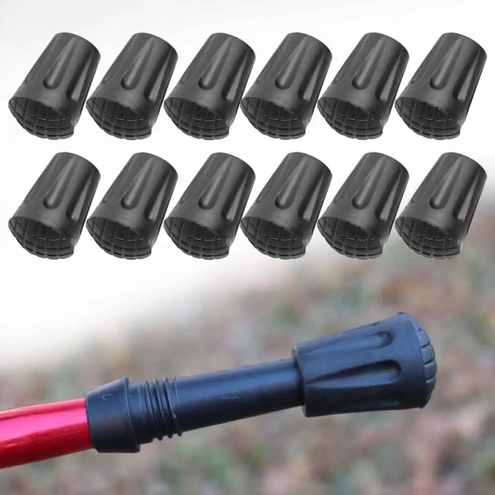 Trekking Pole Tip Protectors 12pcs Walking Pole Stick End Reinforced Rubber Tip End Cap