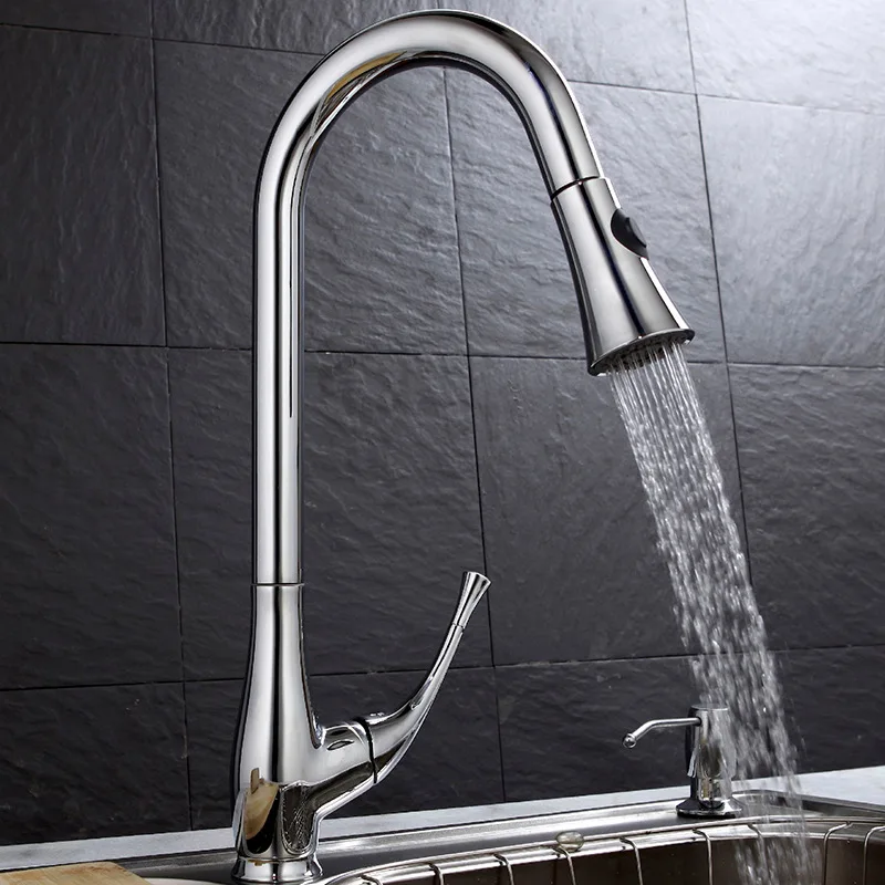 Kitchen sink faucet Brass pull-out kitchen hot and cold mixing