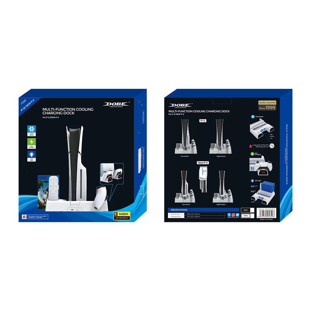 Vertical Cooling Base Controller Charger Multi-functional Charging Dock Remote/10 Game Disk Rack for Playstation5 Slim Console