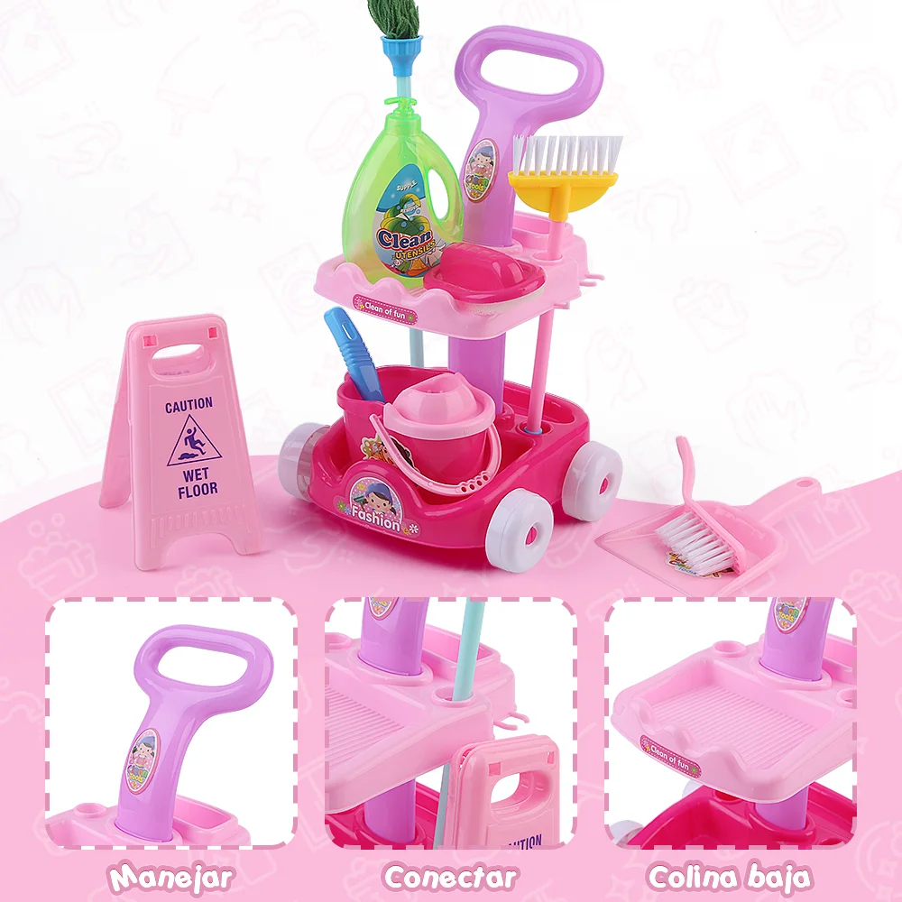 Pretend Play Set For Ages 3+ Toddler Toy Cleaning Set Kids Broom And Mop Set 10 Piece