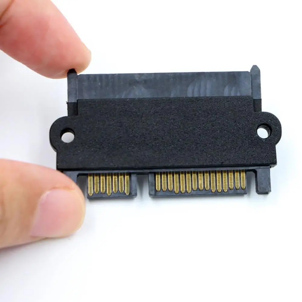 

SFF-8482 SAS 22 Pin to 7+15 Pin SATA Male HDD Hard Drive Adapter 90 Degree Angle