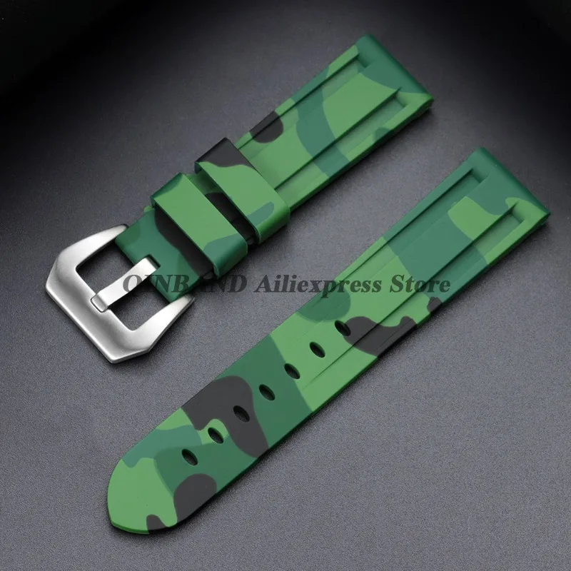 Camouflage Blue-Black-Grey Soft Silicone Watchband Replacement Strap