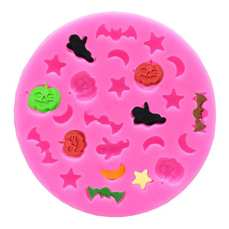 Halloween Cartoons Mini Pumpkin Moons Stars Silicone Fondant Cake Molds Chocolate Baking Ornament Mold Kitchen Tool Party Supply