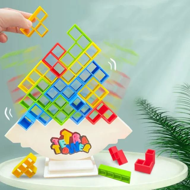 Enhance balance and building skills with Tetra Tower Game Stacking Blocks