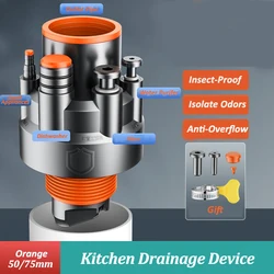 Enhanced Kitchen Drainpipe Connector for Sink and Dishwasher with Odor - Proof and Insect - Resistant Features (Style 3 Orange)