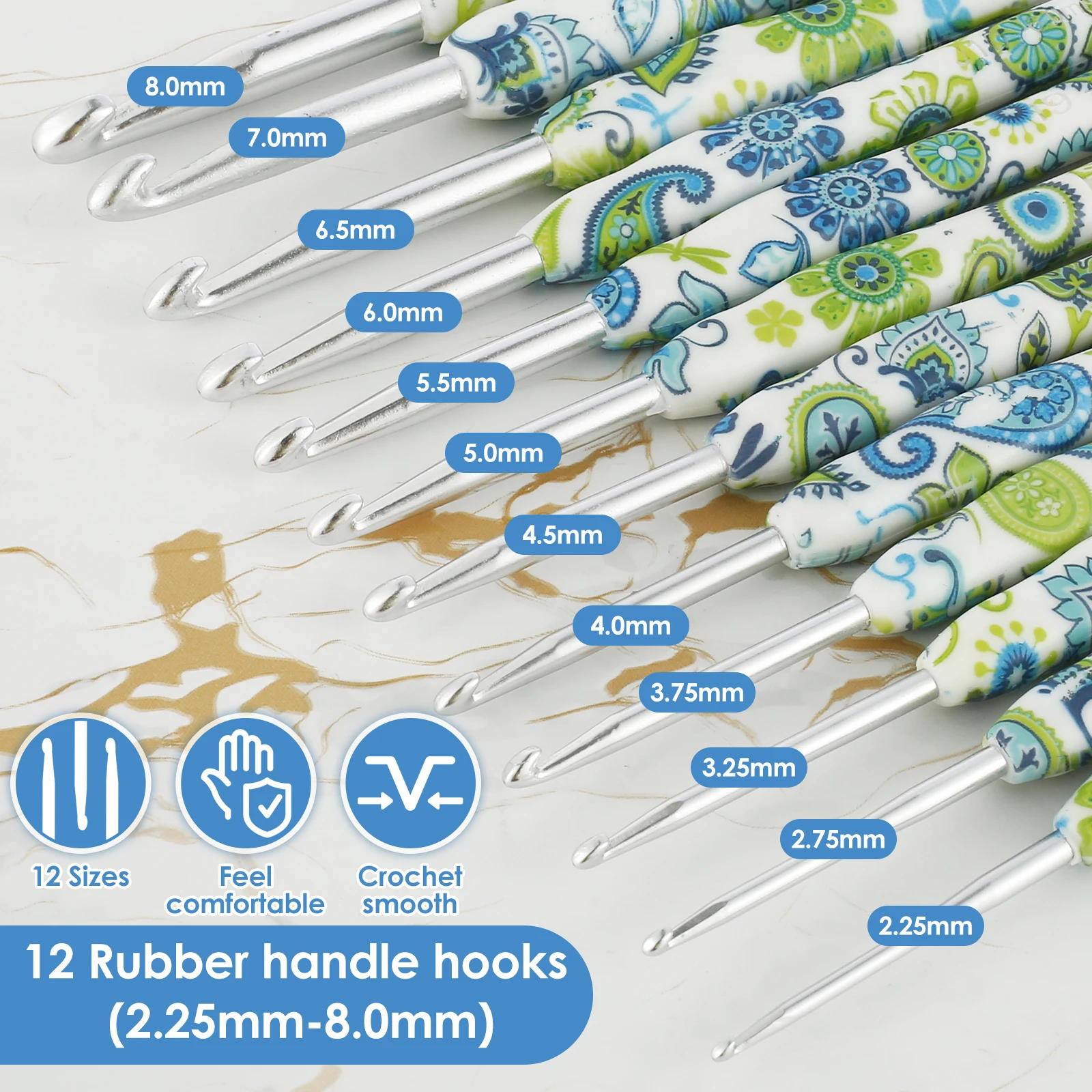 1Set Crochet Hook Set with Storage Bag Cashew Pattern Crochet Hooks Ergonomic Crochet Needle Complete Crochet Accessories